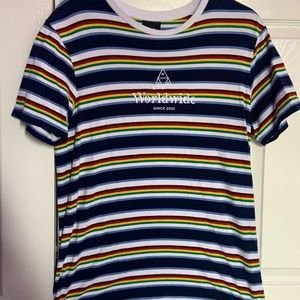 Huf Worldwide Colorful Striped T-shirt Mens Medium